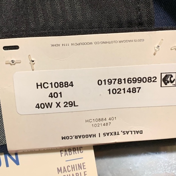 Haggar Men’s Dress Pants Size 40 x 29 Black Flat Front Slacks Stretch Fabric - Picture 7 of 11